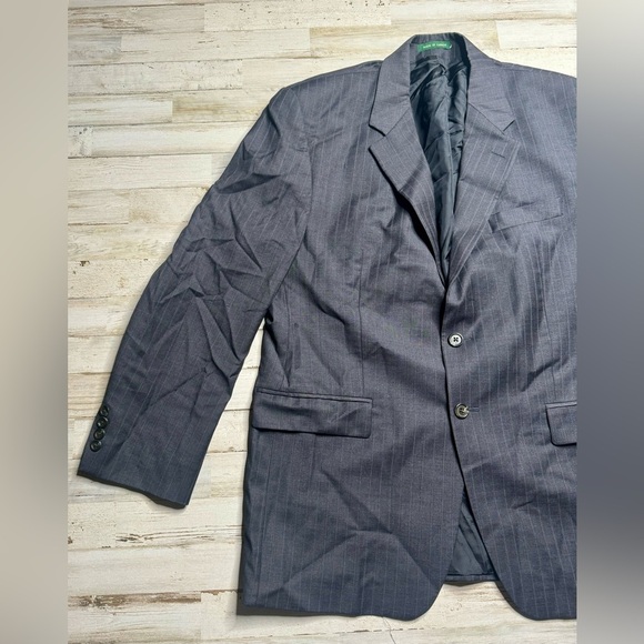 Lauren Ralph Lauren Blazer Jacket Men's 42R Navy Blue Classic Pinstriped - Picture 3 of 13
